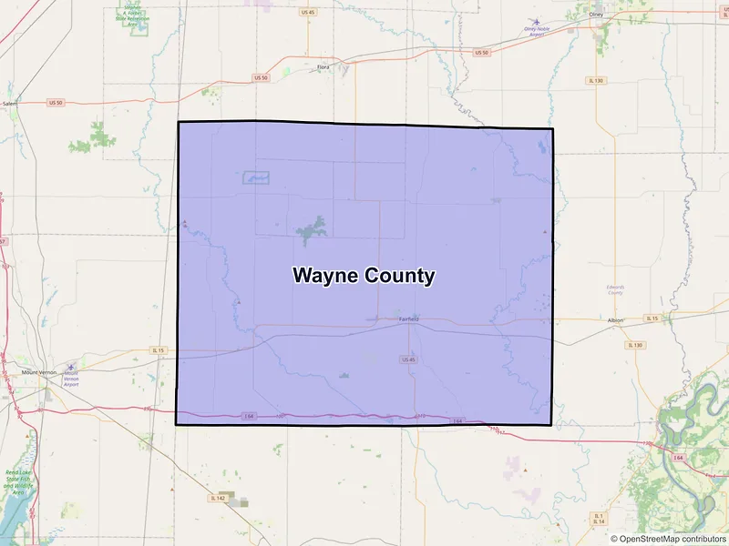 Map of Wayne County, Illinois and ZIP codes
