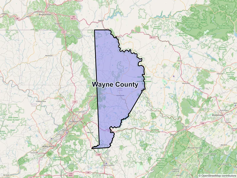 Map of Wayne County, Pennsylvania and ZIP codes