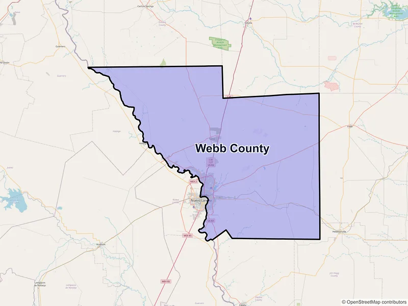 Map of Webb County, Texas and ZIP codes
