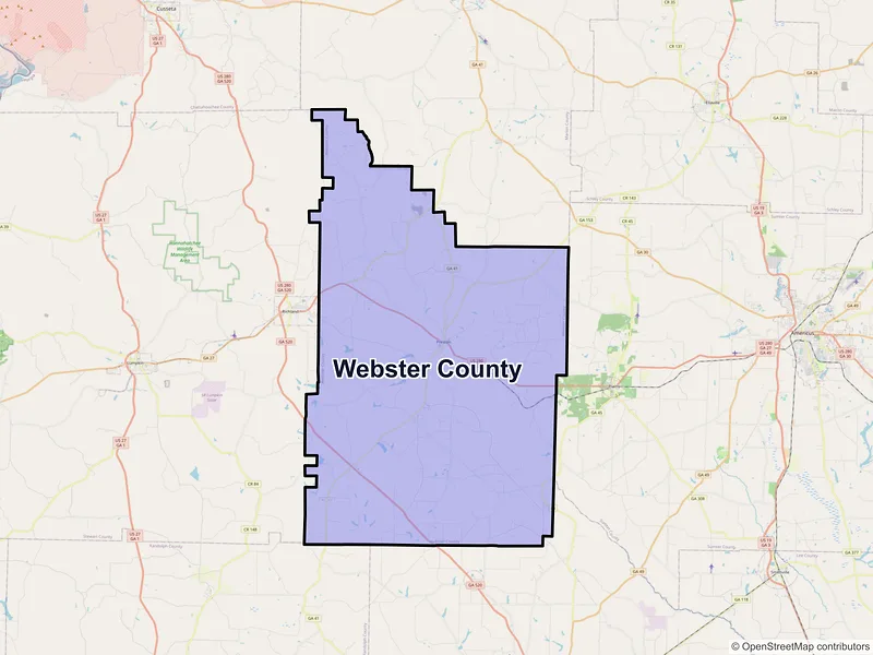 Map of Webster County, Georgia and ZIP codes