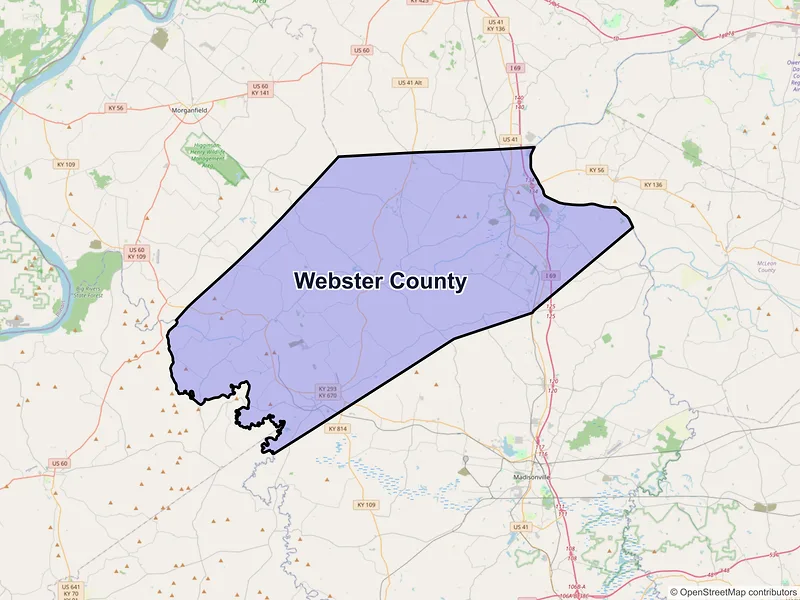 Map of Webster County, Kentucky and ZIP codes
