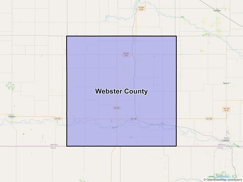 Map of Webster County, Nebraska and ZIP codes