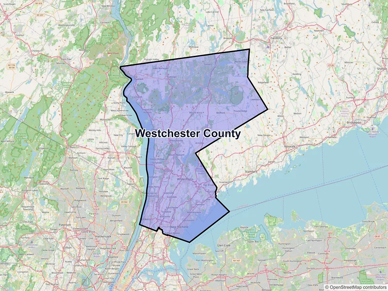 Map of Westchester County, New York and ZIP codes