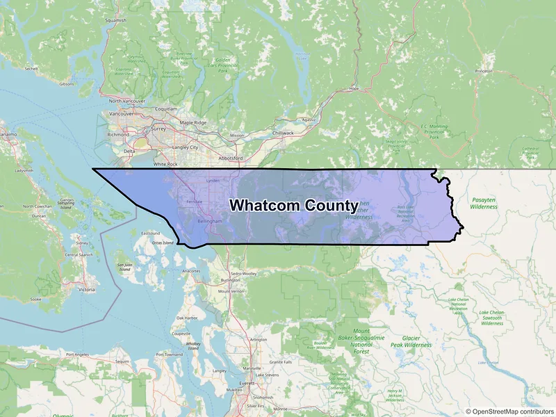 Map of Whatcom County, Washington and ZIP codes