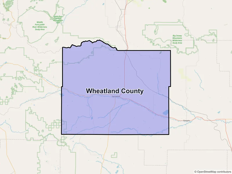 Map of Wheatland County, Montana and ZIP codes