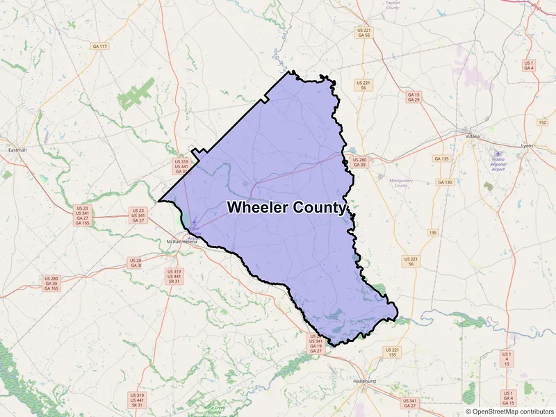Map of Wheeler County, Georgia and ZIP codes