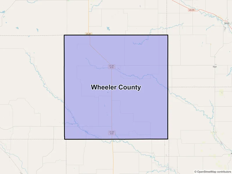 Map of Wheeler County, Nebraska and ZIP codes