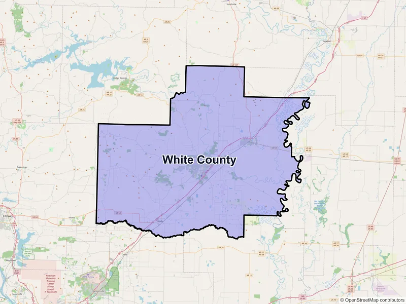 Map of White County, Arkansas and ZIP codes