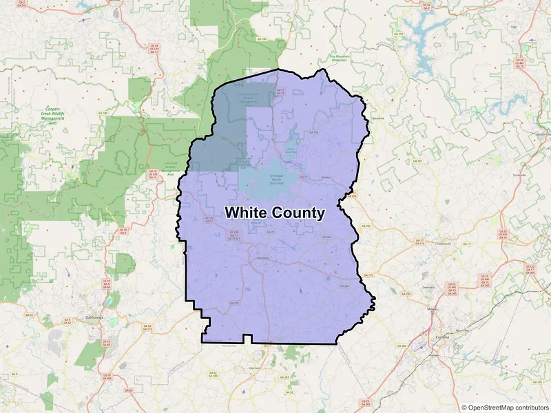 Map of White County, Georgia and ZIP codes