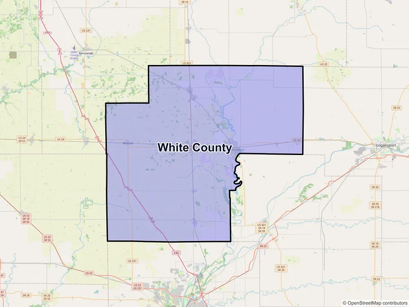 Map of White County, Indiana and ZIP codes
