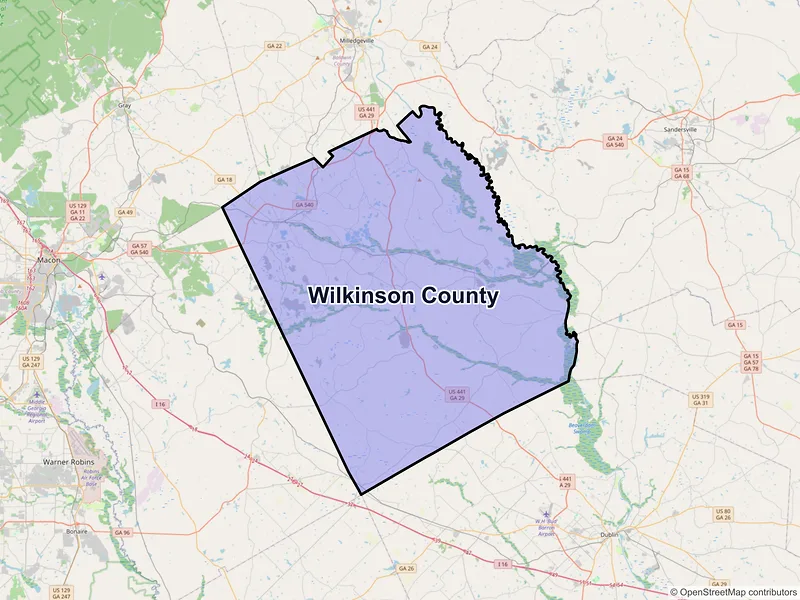 Map of Wilkinson County, Georgia and ZIP codes