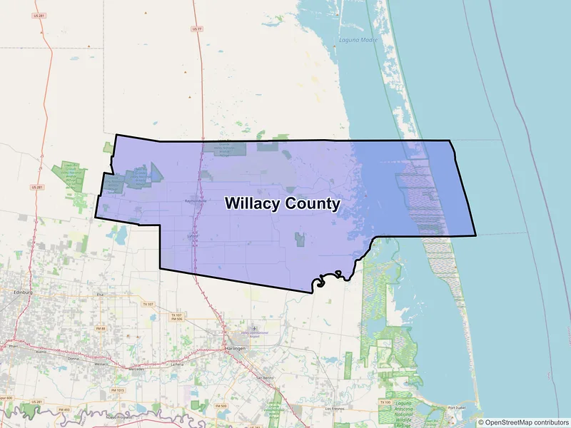 Map of Willacy County, Texas and ZIP codes