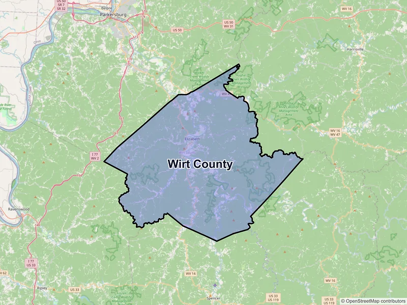 Map of Wirt County, West Virginia and ZIP codes