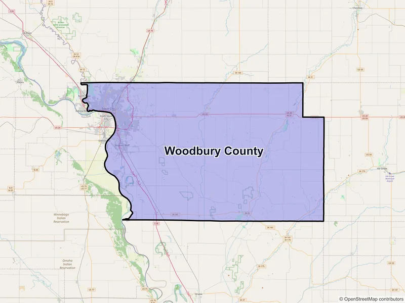 Map of Woodbury County, Iowa and ZIP codes