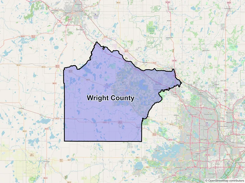 Map of Wright County, Minnesota and ZIP codes