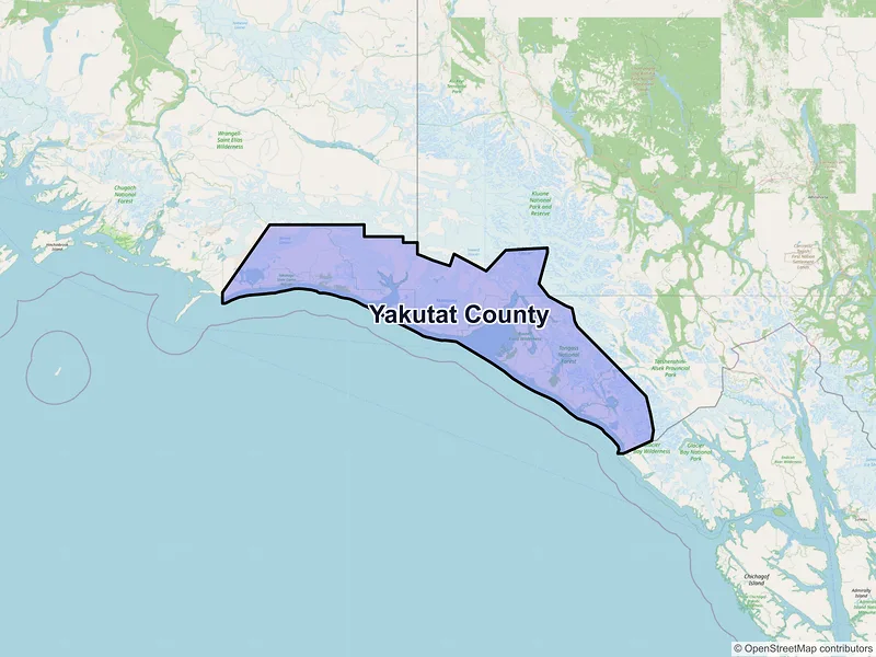 Map of Yakutat County, Alaska and ZIP codes