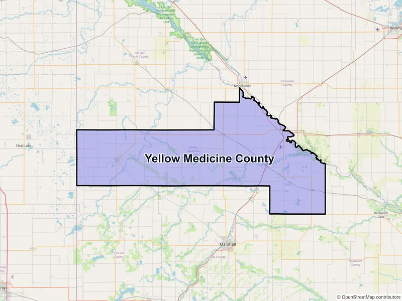 Map of Yellow Medicine County, Minnesota and ZIP codes