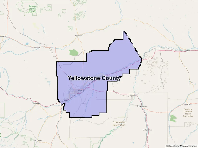 Map of Yellowstone County, Montana and ZIP codes