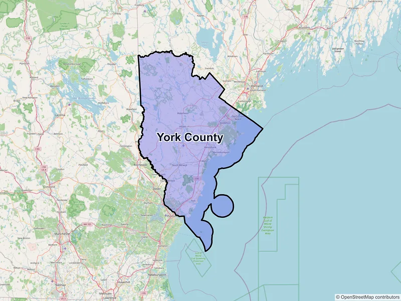 Map of York County, Maine and ZIP codes