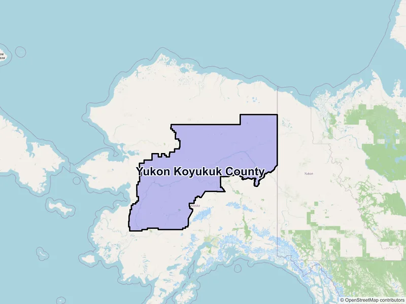 Map of Yukon-Koyukuk County, Alaska and ZIP codes