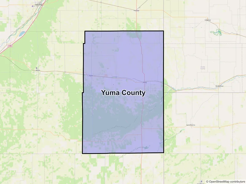 Map of Yuma County, Colorado and ZIP codes