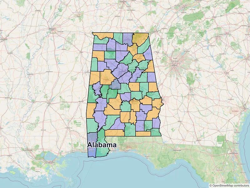 Map of Alabama ZIP codes