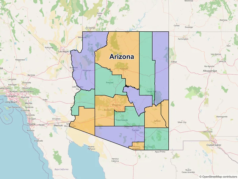 Map of Arizona ZIP codes