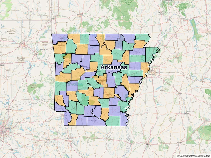 Map of Arkansas ZIP codes