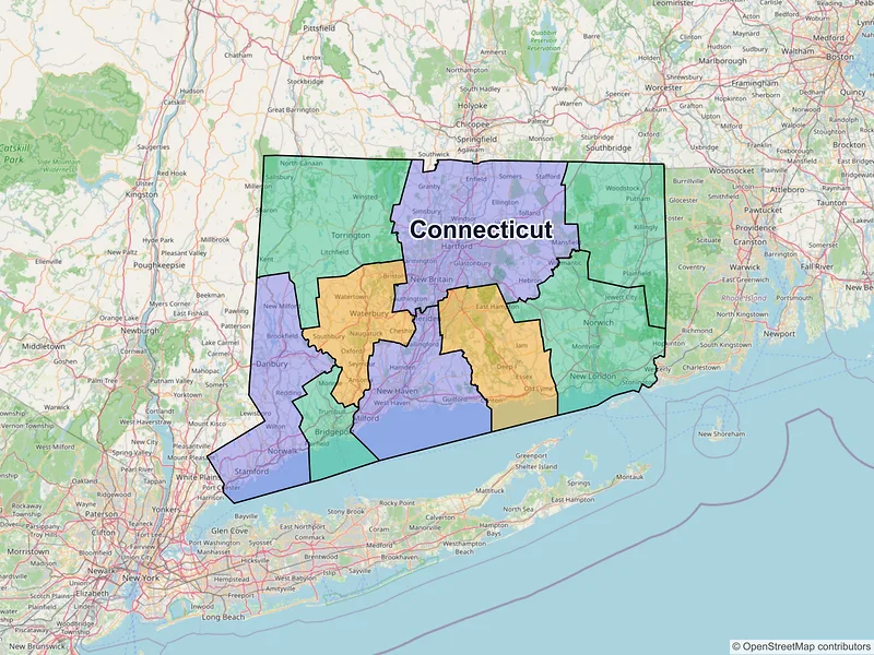 Map of Connecticut ZIP codes