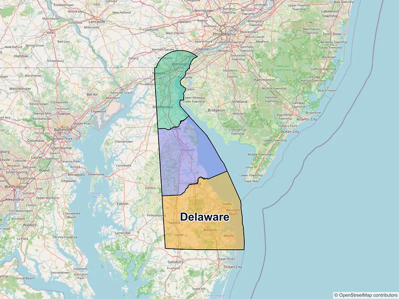 Map of Delaware ZIP codes