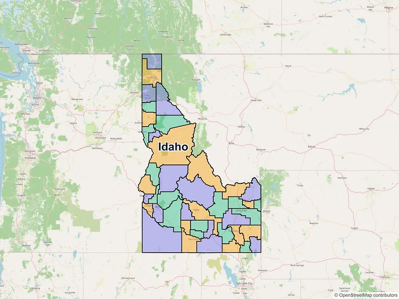 Map of Idaho ZIP codes