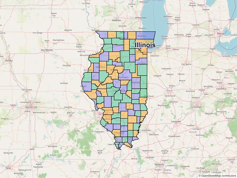 Map of Illinois ZIP codes