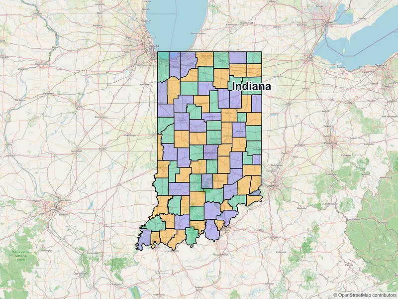 Map of Indiana ZIP codes