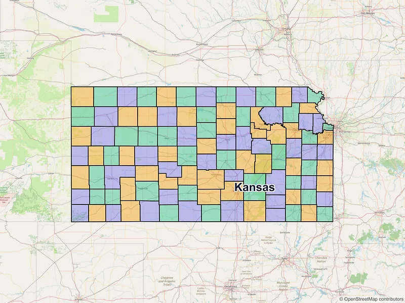 Map of Kansas ZIP codes