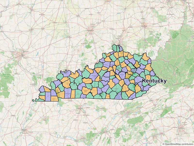 Map of Kentucky ZIP codes
