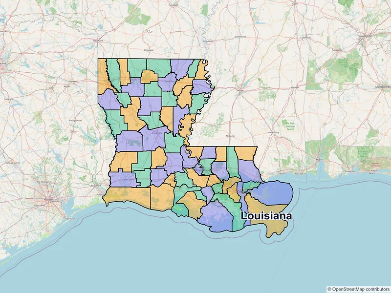 Map of Louisiana ZIP codes