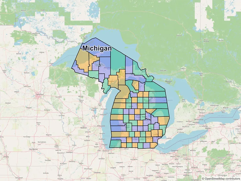 Map of Michigan ZIP codes