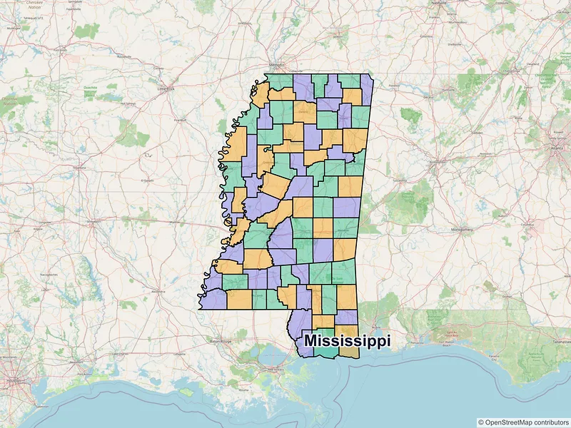 Map of Mississippi ZIP codes