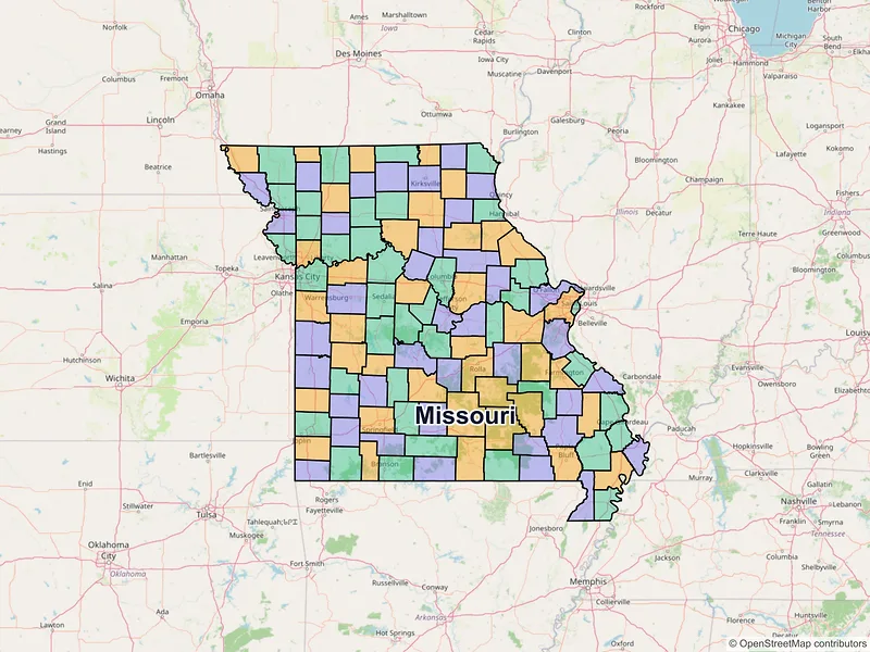 Map of Missouri ZIP codes