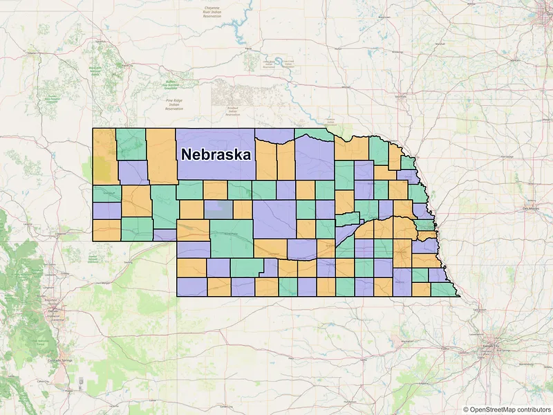 Map of Nebraska ZIP codes