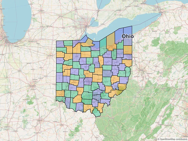 Map of Ohio ZIP codes