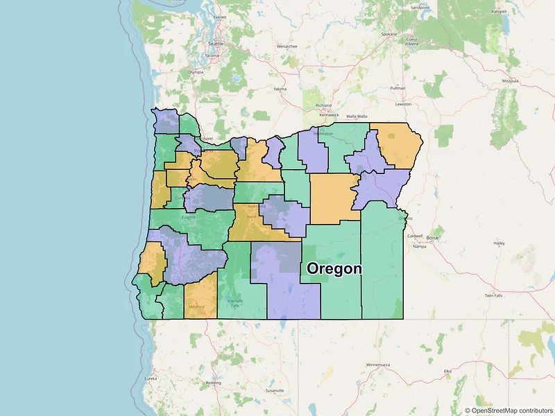 Map of Oregon ZIP codes