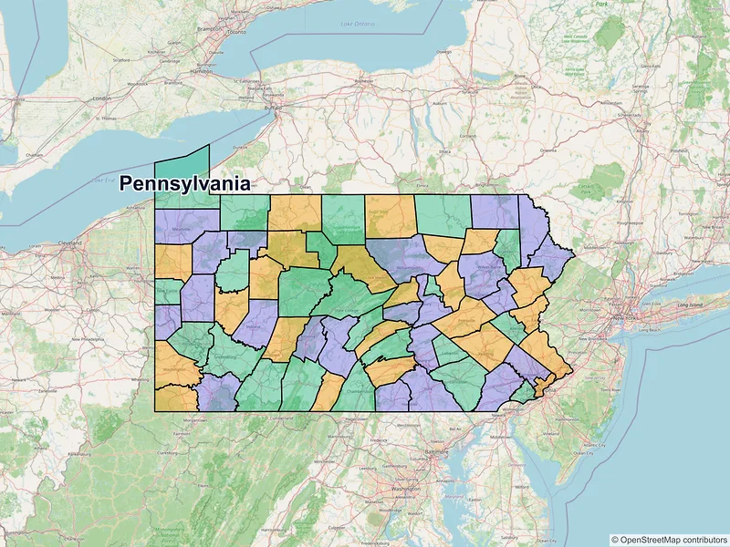 Map of Pennsylvania ZIP codes