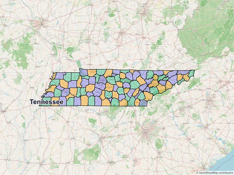 Map of Tennessee ZIP codes