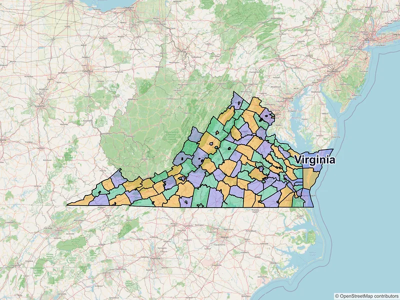 Map of Virginia ZIP codes