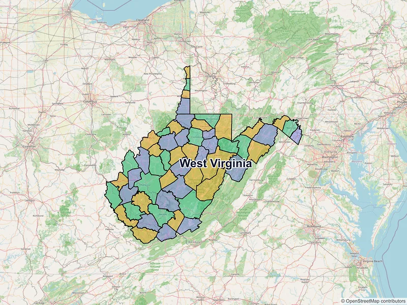 Map of West Virginia ZIP codes