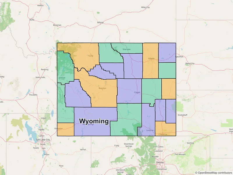 Map of Wyoming ZIP codes