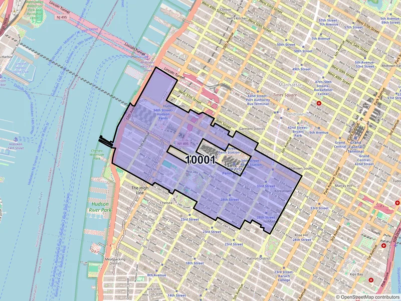 Map of ZIP Code 10001 — New York, NY