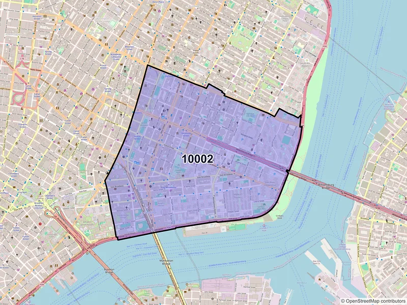 Map of ZIP Code 10002 — New York, NY