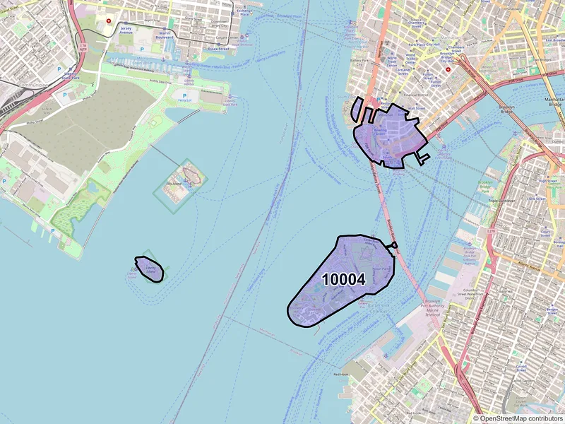 Map of ZIP Code 10004 — New York, NY